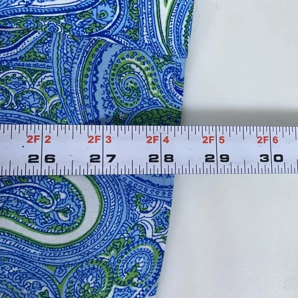 Talbots Shirt Womens 14W Blue Green Paisley Wrinkle Resistant Blouse Cotton - Picture 8 of 11